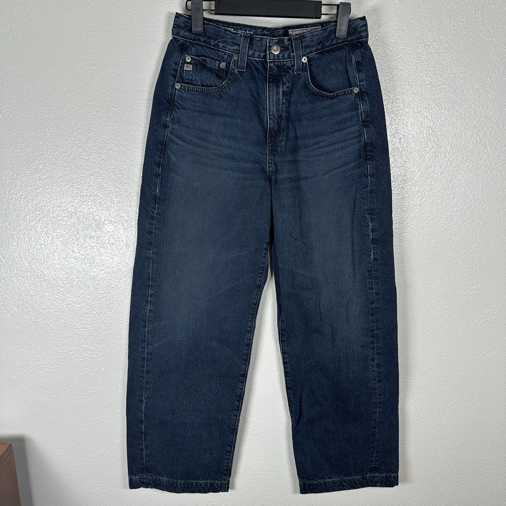 AG Adriano Goldschmied Hattie High Rise Barrel Jeans 24 Dark Wash Japanese Denim